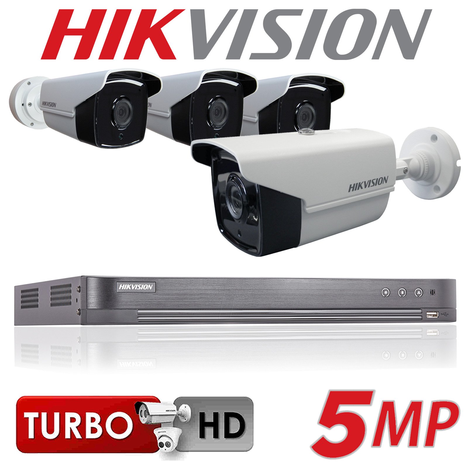 Hikvision Pack Caméras 5MP avec 4 Cameras Etanches + DVR Turbo HD