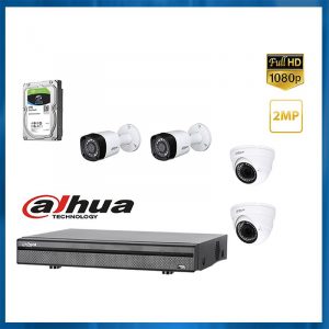KIT VIDÉO SURVEILLANCE XVR ET 4 CAMERAS DAHUA 5MP COLORVU